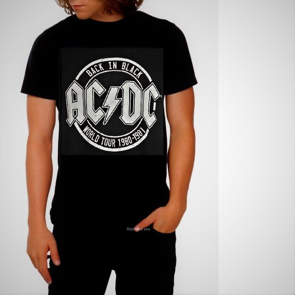 AC/DC Back in Black Tour 81-82 Logo metal rock Official T-Shirt 2XL XXL NWT - Picture 1 of 2